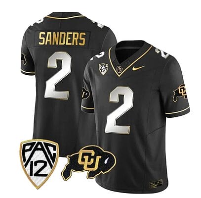 Colorado Buffaloes Shedeur Sanders Jersey #2 Vapor Gold Limited All Stitched Black Limited