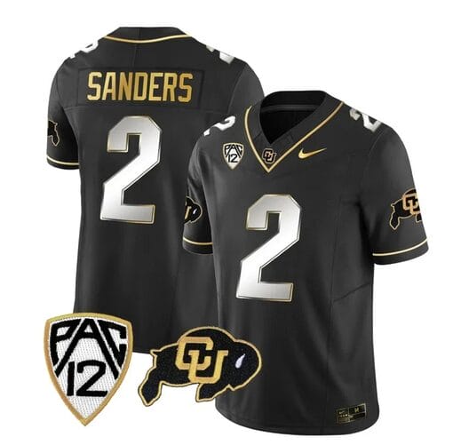 Colorado Buffaloes Shedeur Sanders Jersey #2 Vapor Gold Limited All Stitched Black Limited