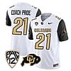 Colorado Buffaloes Coach Pride Jersey #21 Vapor Limited College Football All Stitched Black Sleeves