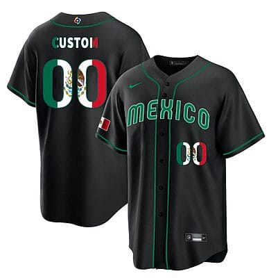 Custom Mexico Baseball Jersey 2023 World Cool Base All Stitched Black Limited