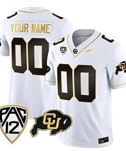 Custom Colorado Buffaloes Jersey Name and Number Vapor Limited Gold College Football All Stitched White Gold
