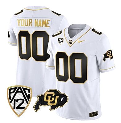 Custom Colorado Buffaloes Jersey Name and Number Vapor Limited Gold College Football All Stitched White Gold