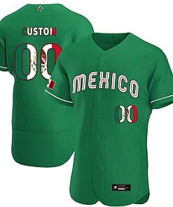 Custom Mexico Baseball Jersey 2023 World Flex Base All Stitched Green Limited