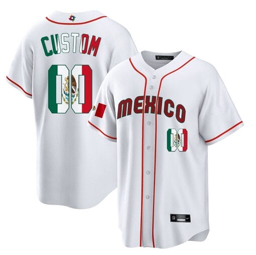 Custom Mexico Baseball Jersey 2023 World Cool Base All Stitched White Limited