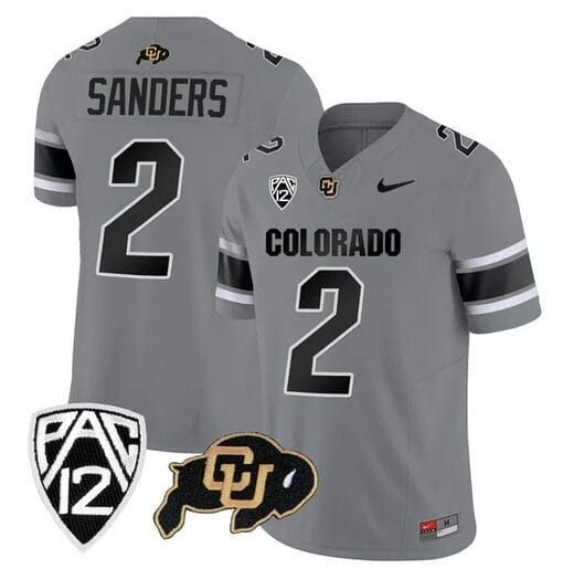 Colorado Buffaloes Shedeur Sanders Jersey #2 Vapor College Football All Stitched Gray