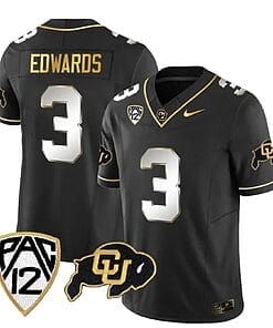 Colorado Buffaloes Dylan Edwards Jersey #3 Vapor Gold Limited All Stitched Black Limited