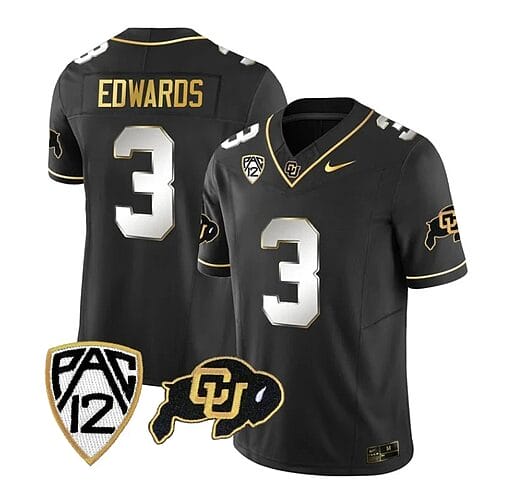 Colorado Buffaloes Dylan Edwards Jersey #3 Vapor Gold Limited All Stitched Black Limited