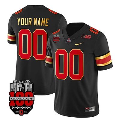 Custom Ohio State Buckeyes Jersey Name and Number College Football Stitched Gold Trim Black