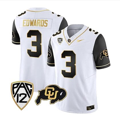 Colorado Buffaloes Dylan Edwards Jersey #3 Vapor Gold Limited All Stitched Black Sleeves