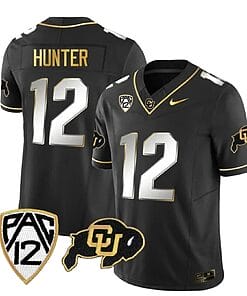 Colorado Buffaloes Travis Hunter Jersey #12 Vapor Gold Limited All Stitched Black Limited