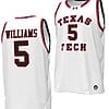 Darrion Williams Jersey #5 Texas Tech Red Raiders Throwback Basketball Replica White