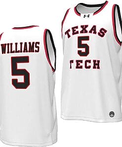 Darrion Williams Jersey #5 Texas Tech Red Raiders Throwback Basketball Replica White
