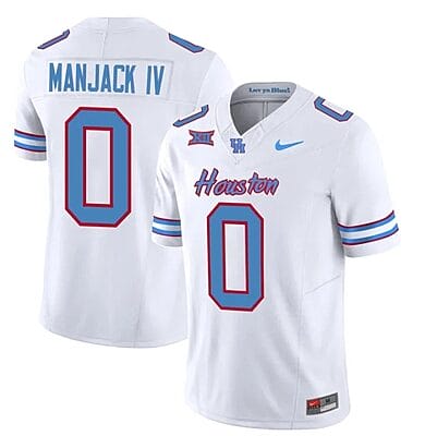 Houston Cougars Oilers Manjack IV Jersey #0 Inspired Vapor College Football 2023 All Stitched White