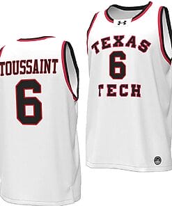 Joe Toussaint Jersey #6 Texas Tech Red Raiders Throwback Basketball Replica White