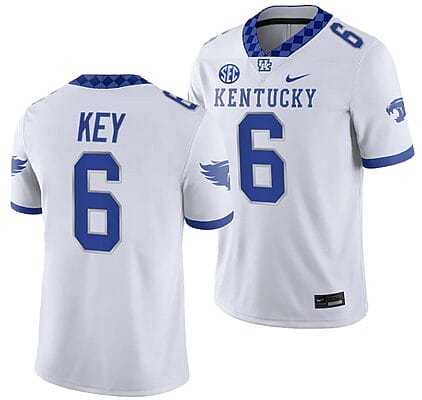 Kentucky Wildcats Dane Key Jersey #6 College Football Game 2023 White
