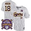 Lsu Tigers Tre Morgan Jersey #18 National Champions NCAA College Baseball Stitched White Stripe