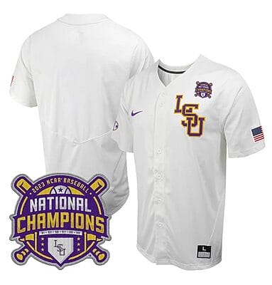 Lsu Tigers National Champions Jersey NCAA College Baseball Stitched White
