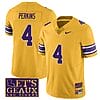 Lsu Tigers Harold Perkins Jersey #4 College Football Let's Geaux Patch Stitched Yellow