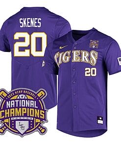 Lsu Tigers Paul Skenes Jersey #20 National Champions NCAA College Baseball Stitched Purple