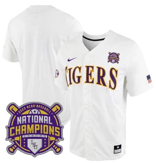 Lsu Tigers National Champions Jersey NCAA College Baseball Stitched White Tigers