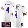 Lsu Tigers Harold Perkins Jersey #4 College Football Let's Geaux Patch Stitched White