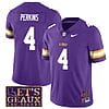 Lsu Tigers Harold Perkins Jersey #4 College Football Let's Geaux Patch Stitched Purple