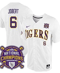 Lsu Tigers Brayden Jobert Jersey #6 National Champions 2023 NCAA College Baseball Stitched White Tigers