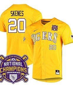 Lsu Tigers Paul Skenes Jersey #20 National Champions NCAA College Baseball Stitched Gold