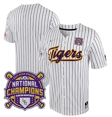 Lsu Tigers National Champions Jersey NCAA College Baseball Stitched White Stripe