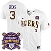 Lsu Tigers Dylan Crews Jersey #3 National Champions NCAA College Baseball Stitched White Tigers