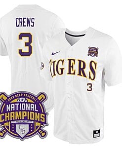 Lsu Tigers Dylan Crews Jersey #3 National Champions NCAA College Baseball Stitched White Tigers