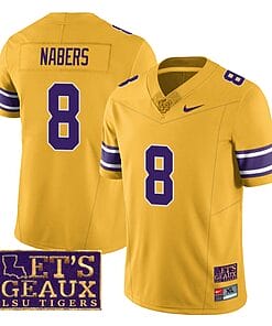 Lsu Tigers Malik Nabers Jersey #8 College Football Let's Geaux Patch Stitched Yellow