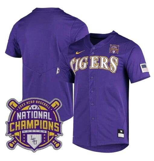 Lsu Tigers National Champions Jersey NCAA College Baseball Stitched Purple