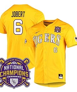 Lsu Tigers Brayden Jobert Jersey #6 National Champions NCAA College Baseball Stitched Gold