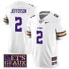 Lsu Tigers Justin Jefferson Jersey #2 College Football Let's Geaux Patch Stitched White