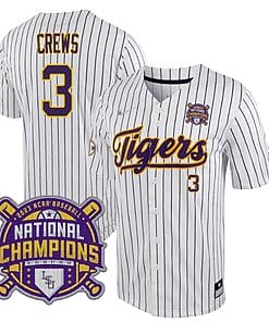 Lsu Tigers Dylan Crews Jersey #3 National Champions NCAA College Baseball Stitched White Stripe