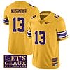 Lsu Tigers Garrett Nussmeier Jersey #13 College Football Let's Geaux Patch Stitched Yellow