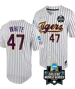 Lsu Tigers Tommy White Jersey #47 World Series 2023 College Baseball Stitched White