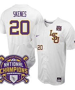 Lsu Tigers Paul Skenes Jersey #20 National Champions NCAA College Baseball Stitched White