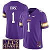 Lsu Tigers JaMarr Chase Jersey #1 College Football Let's Geaux Patch Stitched Purple
