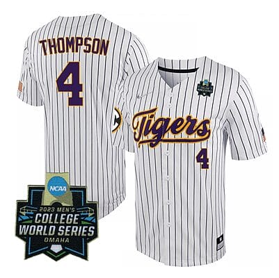 Lsu Tigers Jordan Thompson Jersey #4 World Series 2023 NCAA College Baseball Stitched White