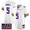 Lsu Tigers Jayden Daniels Jersey #5 College Football Let's Geaux Patch Stitched White