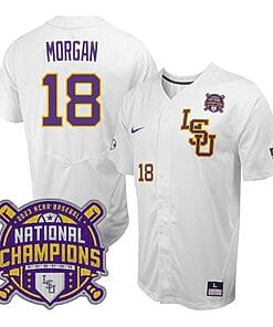 Lsu Tigers Tre Morgan Jersey #18 National Champions NCAA College Baseball Stitched White