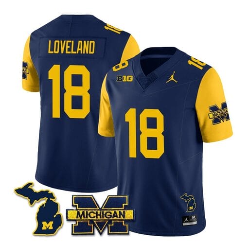 Michigan Wolverines Colston Loveland Jersey #18 Special College Football 2023 Stitched Maize Sleeves