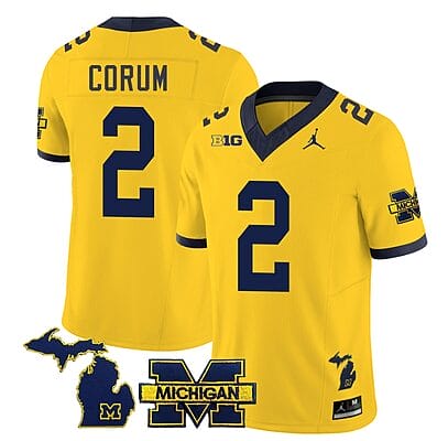Michigan Wolverines Blake Corum Jersey Special #2 College Football 2023 Stitched Maize