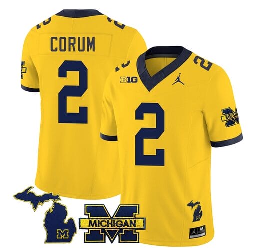 Michigan Wolverines Blake Corum Jersey Special #2 College Football 2023 Stitched Maize
