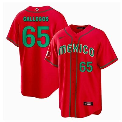 Mexico Baseball Gallegos Jersey #65 World Cool Base 2023 Stitched Red