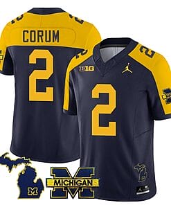 Michigan Wolverines Blake Corum Jersey Special #2 College Football 2023 Stitched Navy Alternate