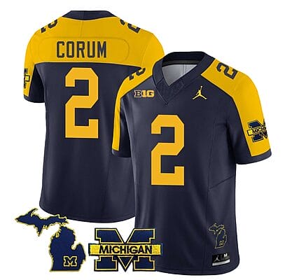 Michigan Wolverines Blake Corum Jersey Special #2 College Football 2023 Stitched Navy Alternate
