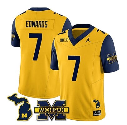 Michigan Wolverines Donovan Edwards Jersey #7 Special College Football 2023 Stitched Navy Sleeves